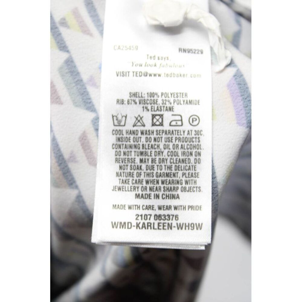 Ted Baker Womens 3/4 Sleeve Geometric Print Shift Dress Multicolor Size 3 - Picture 6 of 6